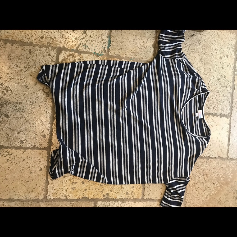 Blue White Gray striped Lularoe Irma